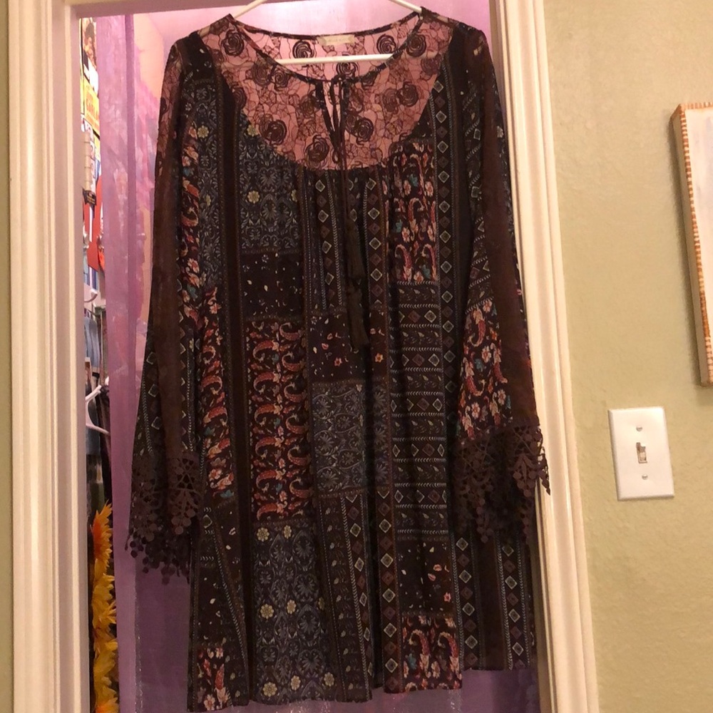 Altar’d State Brown Boho Tunic Top